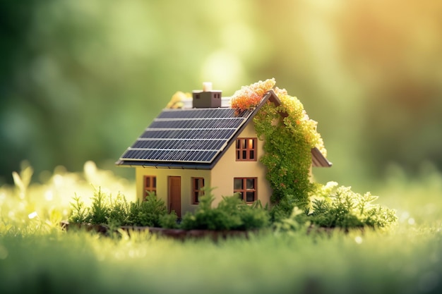 Premium AI Image | Harnessing the Sun The Power of Houses with Solar Panels
